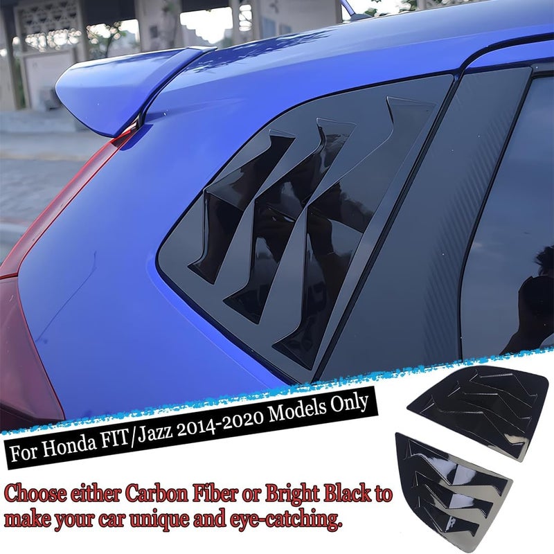MUXEE 2Pcs Rear Side Window Louvers Air Vent Scoop Shades Cover Blinds Trim for Honda Fit/Jazz 2014 2015 2016 2017 2018 2019 2020 - ABS Bright Black Sport Interior Accessories - Image 4